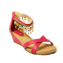 2013女鞋批发新款女鞋时尚波西米亚凉鞋坡跟女鞋低跟交叉凉鞋