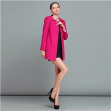 衣阁里拉大码女装秋冬毛呢中长款气质名媛玫红外套批发好货源929