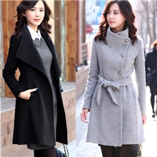 2013秋冬新款韩版时尚修身翻领单排扣长袖毛呢子厚大衣外套