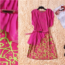 【原创设计】夏季新款女装高端欧美不规则印花真丝连衣裙W061