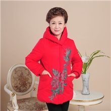 2013秋冬新款带帽刺绣中老年棉衣外套中老年大码女士棉衣棉服
