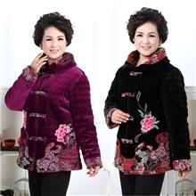 中老年女装棉衣新款金丝绒中年棉衣品牌大码宽松时尚妈妈棉衣批发