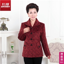 [亏吐血]中老年大码女装中长款羊毛呢风衣秋冬装外套时尚妈妈装
