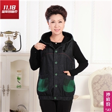 [亏吐血]中老年女装春秋大码马甲带帽领时尚妈妈装背心休闲外套