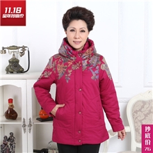 2013新款中老年女装冬中长款妈妈装印花中老年棉衣大码女装外套