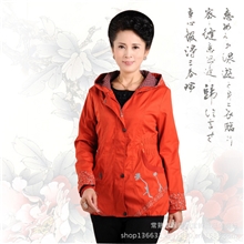 中老年冬季大码女装长款连帽长袖纯色两用衫拉链收腰修身外套夹克