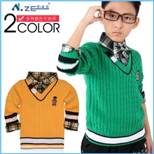 2013安卓儿童装衬衣领假两件毛衣绅士秋款童装毛衣