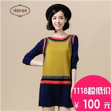 批发羊毛衫女士中长款套头毛衣淑女装直销韩版宽松针织衫连衣裙