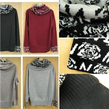 一手货源秋冬尾单库存整单女式丝光羊毛字母堆领打底衫毛衫