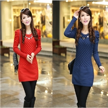 X919秋装新品韩版毛衣中长款打底衫女装包臀修身针织衫毛衣裙