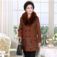 中老年呢大衣毛领热销毛呢外套中老年女装外套毛呢外套女