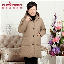 最低批发价知性妈妈装纯色棉服中年长款加绒棉衣中老年女装