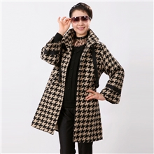 时尚妈妈装格纹中长款大衣羊毛呢外套冬装中老年服装DY
