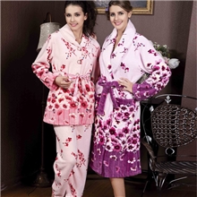 中国风浴袍秋冬季女士保暖家居服408秋冬款睡袍珊瑚绒睡衣批发