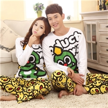 一件代发明星同款恐龙纯棉长袖睡衣男女可爱卡通情侣睡衣长袖家居