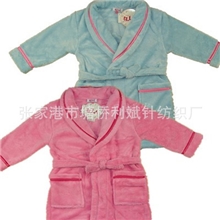批发新款外贸出品儿童睡衣加厚珊瑚绒睡袍浴衣浴袍2色选