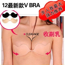 新品V型芒果隐形文胸硅胶文胸S型隐形文胸布面