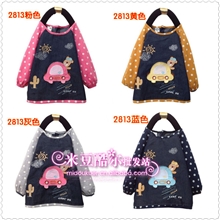 米豆酷尔针织棉牛仔布可爱波点宝宝罩衣饭衣90-1102813款