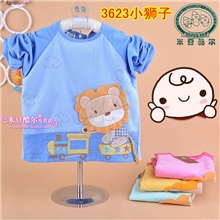 13年首发米豆酷尔爆款小狮子细条绒防水系扣宝宝罩衣反穿衣3623