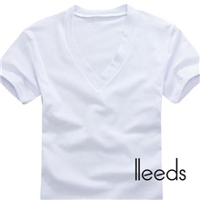短袖t恤男士T恤大V领全棉莱卡高弹修身纯色打底衫