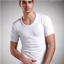男士短袖圆领T恤弹力修身银鹿韩版时尚纯色特价打底t恤