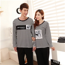 爆款春秋季睡衣情侣睡衣长袖针织棉质男女士套装家居服