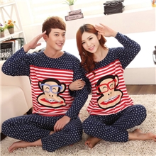 睡衣批发春秋季睡衣情侣睡衣长袖针织棉质男女士套装家居服