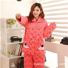 冬天睡衣女士珊瑚绒夹棉超柔睡衣加厚棉袄家居服