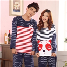 批发夏季卡通条纹短袖纯棉情侣睡衣家居服套装1030#
