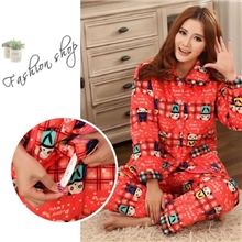 批发冬季加厚夹棉珊瑚绒睡衣女士卡通熊夹棉睡衣家居服33.2#