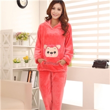 睡衣批发厂家直销女式阿狸法兰绒秋冬季连帽可爱卡通家居服套装