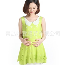 工厂直供高品质孕妇雪纺衫孕妇裙韩版休闲款镂空压花