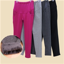 孕妇装孕妇裤纯棉加绒加厚小脚保暖打底弹力长裤不倒绒9235