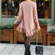 2013孕妇装新款宽松中长款蕾丝拼接针织打底孕妇毛衣孕妇装