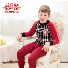 波司登2013新款加绒加厚儿童保暖内衣中大童斜肩前后印花内衣