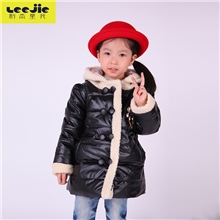 2013新款韩版时尚女大童棉衣厂价批发女童外套纯色PU皮棉服外套