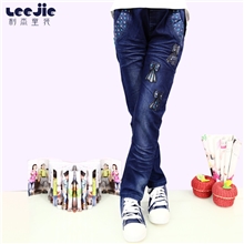 2013秋季新款休闲牛仔中大童裤可爱立体蝴蝶结牛仔童裤批发