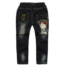 亏本冬款童棉裤砂洗压皱洗白男童牛仔裤童装童裤厂家便宜直批