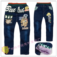 厂家直供冬季新款中小童男童牛仔裤儿童休闲棉裤子批发童下装