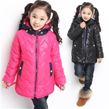 毛毛虫女童装棉衣冬季儿童棉袄中长款波点帽加厚保暖童装外套