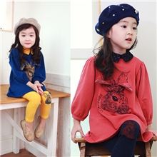 韩版新款2013秋冬装童装纯棉立体兔头女童套装批发代发