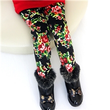 2013冬款韩版加绒加厚圆点图案里层不倒绒中小童女童打底裤批发