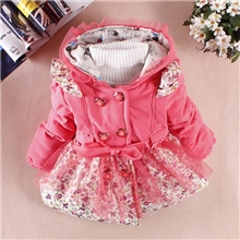 童棉衣批发韩版时尚花结碎花儿童加厚棉衣女童棉衣外套淘宝爆款