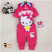 织里童装批发韩版卡通KT猫长袖童套装男女童儿童套装