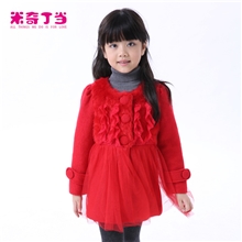 米奇丁当童装2013秋冬新款儿童公主加厚毛呢子大衣女童外套13205