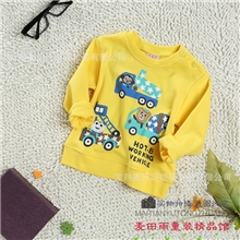 供应宝宝秋衣春秋款儿童内衣肩扣可爱印花婴儿内衣小童T恤