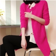 厂家直销2013秋装韩版马海毛口袋毛衣女装针织衫开衫
