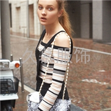 2013秋冬snidel同款羊毛混纺条纹露肩一字领打底衫针织衫套头衫