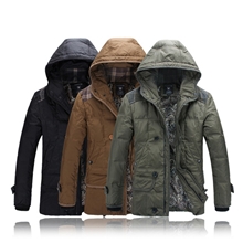 2013冬季新款男装韩版连帽格子毛呢拼接男士羽绒服中长外套