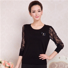 哥弟同款新款大码打底衫韩版女装修身长袖针织衫上衣网纱衫镂空